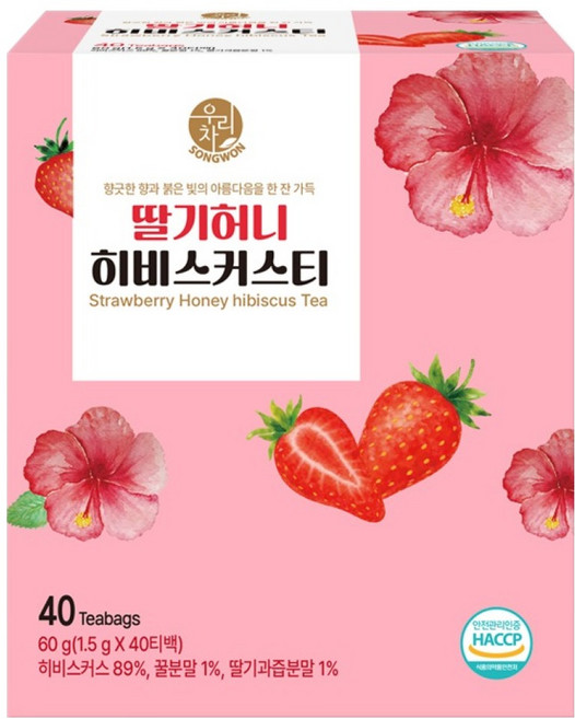 우리차 송원식품 딸기허니 히비스커스티, 1.5g, 40개입, 1개