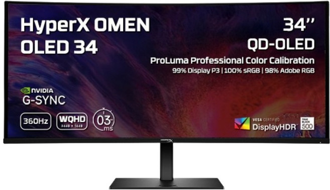 hp 惠普 WQHD HyperX OMEN OLED 34 WQHD 360HzGaming 螢幕