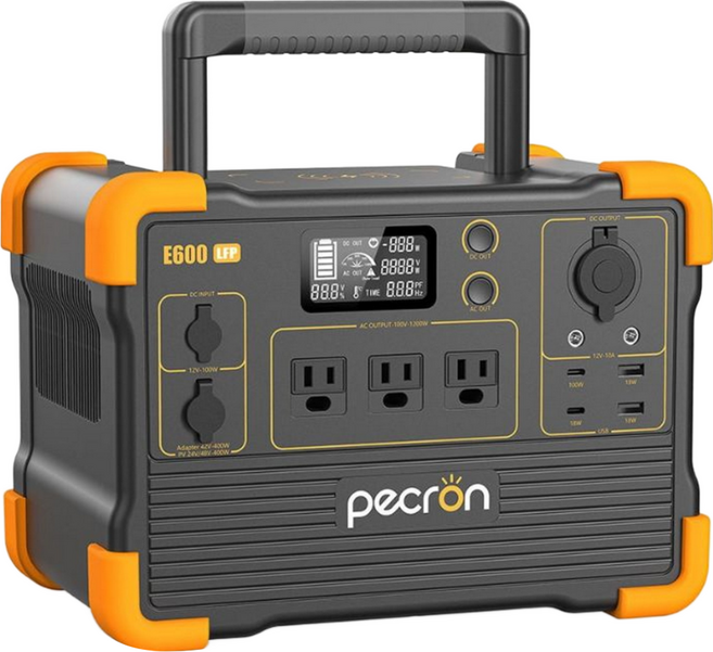 pecron 性能小鋼炮行動電站 E600LFP 1200W/614Wh, 黑色 + 橘色, 1個