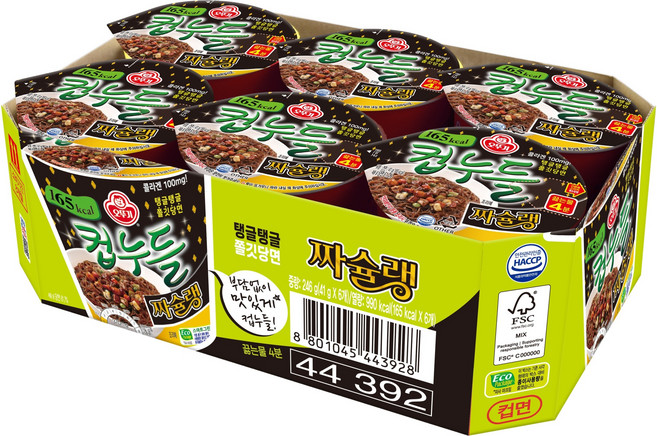 오뚜기컵누들 짜슐랭 41g, 6개