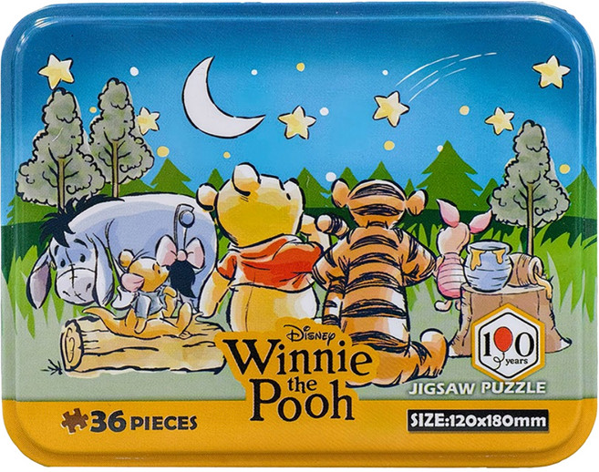HUNDRED PICTURES 百耘圖 Winnie The Pooh 小熊維尼100周年鐵盒拼圖 HPD-BX036019 18 x 12cm, 混和顏色, 1個, 36片