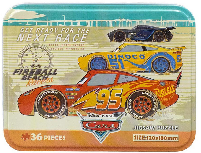 HUNDRED PICTURES 百耘圖 Cars 汽車總動員 鐵盒拼圖 HPD-BX036022 18 x 12cm, 混和顏色, 1個, 36片