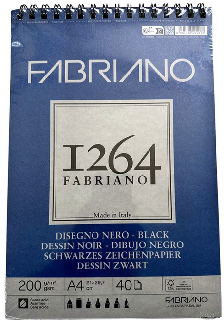 FABRIANO Boutique 1264 64BS02 19100652 Black Paper-Spiral 200g m2 210 x 297 mm, A4, 1個, 40張
