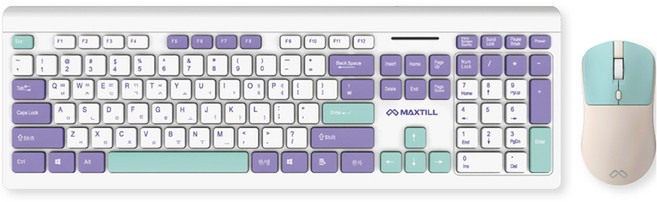 맥스틸 파스텔 저소음 무선 키보드 + 마우스 + 키스킨 세트, 일반형, 라일락 미스트, GM-OKM100