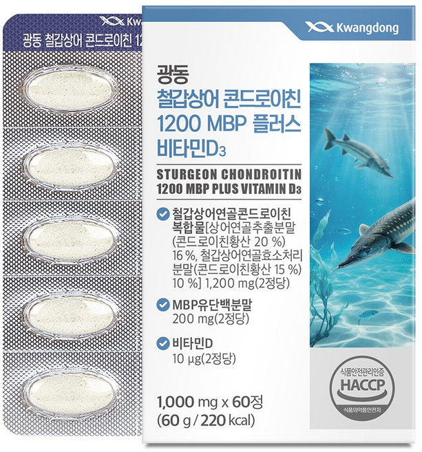 광동제약 철갑상어 콘드로이친 1200 MBP 플러스 비타민D3 60g, 1개, 60정