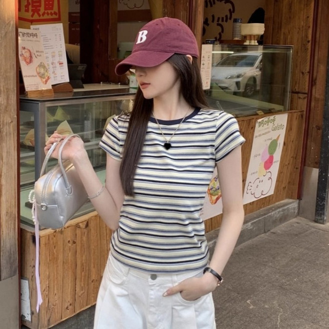 PEONIST 女款條紋簡約圓領短袖T恤 2件組