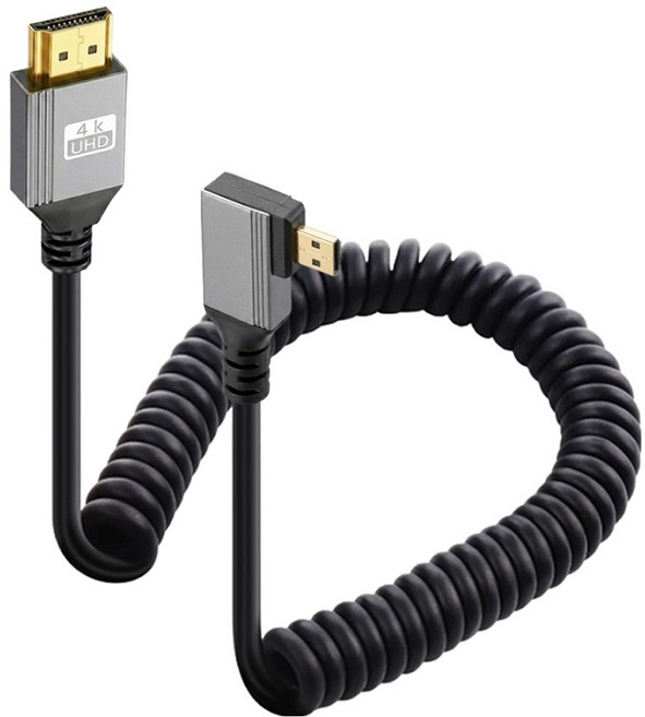 Ytek 우향꺾임 HDMI2.0 to Micro HDMI 스프링 꼬임방지 케이블, 1개, YT-HMCSPR