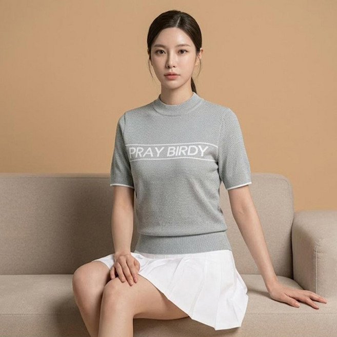 luxgolf 女款透氣網眼針織短袖上衣 LB6M614W
