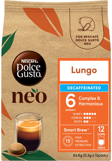 NESCAFE 雀巢咖啡 Dolce Gusto 多趣酷思 Neo 長濾泡低咖啡因咖啡, 120ml, 1個, 12入