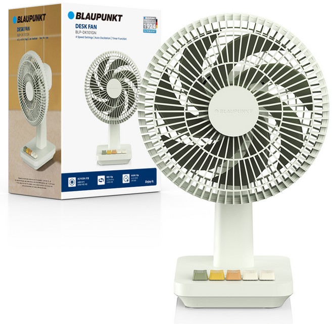 블라우풍트 레트로 BLDC 저소음 무선 미니 탁상용 선풍기, 클라우드 그린, BLP-DK101GN