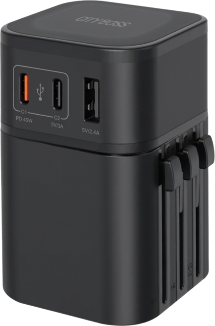 CITY BOSS 3 Port 多國 充電器 45W PD 黑色 COT-976