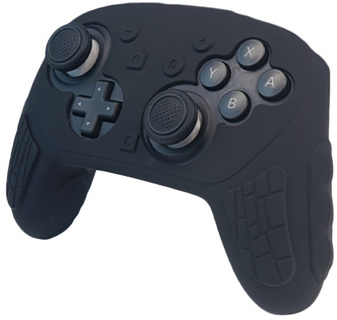 AKiTOMO 阿吉托摩 Switch2 PRO 全黑手把套 + 全黑搖桿帽, 印花黑, 1套, AKSW-399