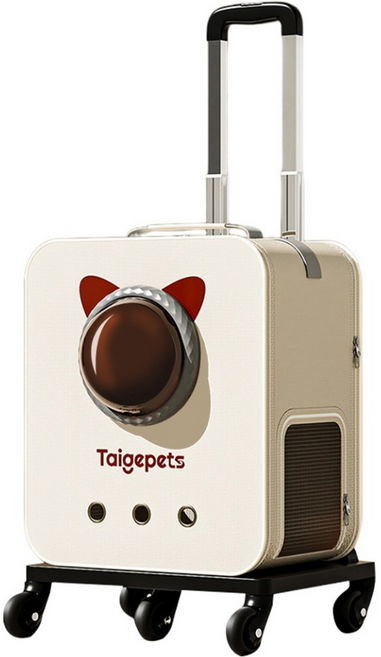 Taigepets 太空艙拉桿箱包/寵物拉桿包, 1個, 米白色