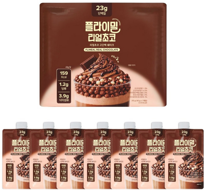 플라이밀 단백질 쉐이크 리얼초코, 45g, 7개