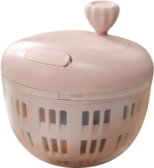 JAR嚴選 旋轉沙拉蔬果手搖瀝水脫水器, 薔薇粉, 1個