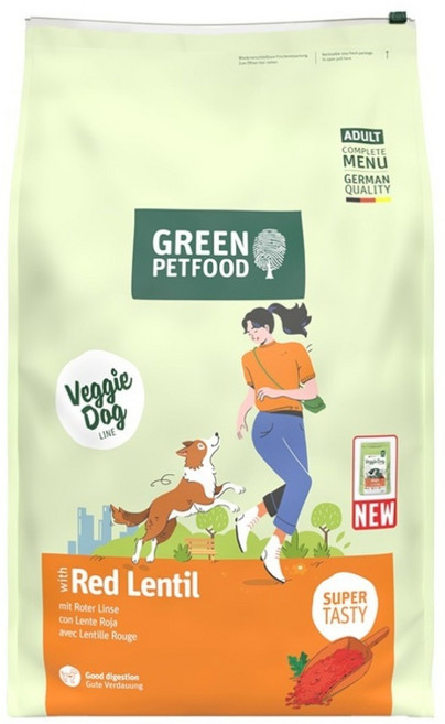 GREEN PETFOOD 綠自然 機能素食 無麩質低敏成犬飼料, 10kg, 1個, 紅扁豆