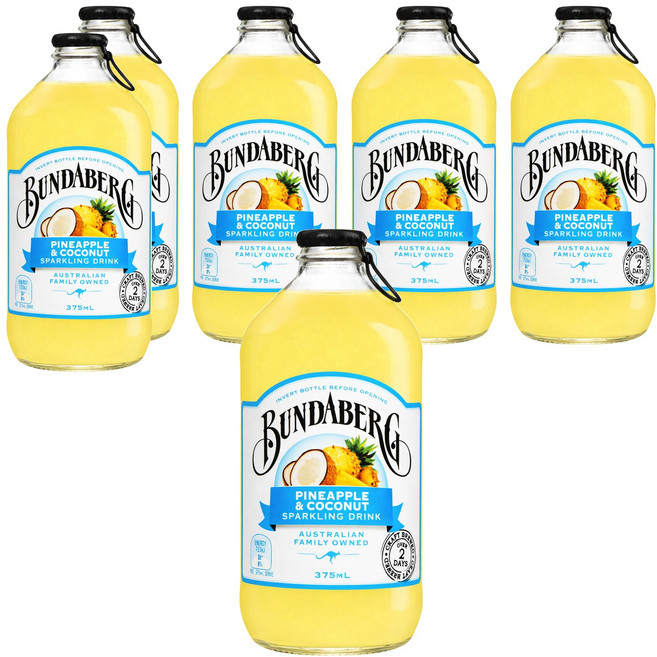 BUNDABERG 賓德寶 鳳梨椰子風味氣泡飲, 6個, 375ml