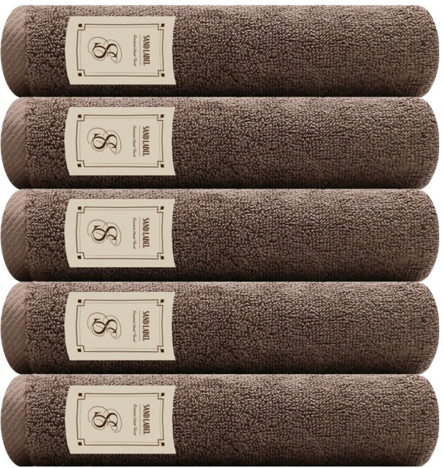 송월타월 샌드라벨 에센셜 호텔수건 150g 30수 면사, 브라운, 5개