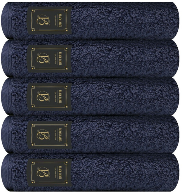 송월타월 블랙라벨 럭스 호텔수건 180g 40수 면사, 다크블루, 5개