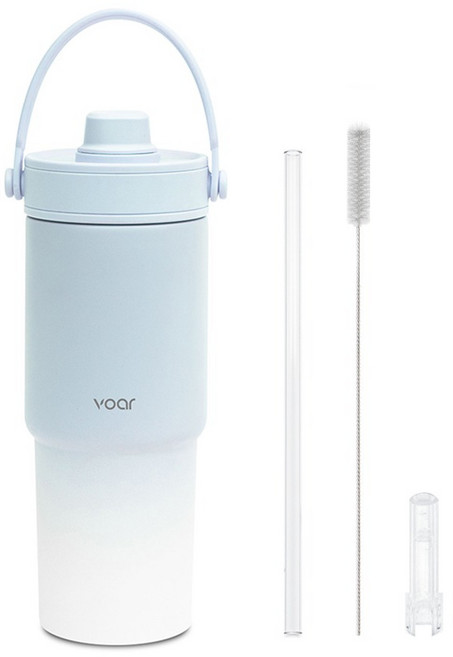 보아르 투웨이 폴든 팝업 스트로우 대용량 텀블러, 스카이민트, 1개, 735ml