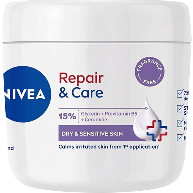 NIVEA 妮維雅 台灣公司貨 極潤低敏修護乳霜 無香版, 1個, 400ml