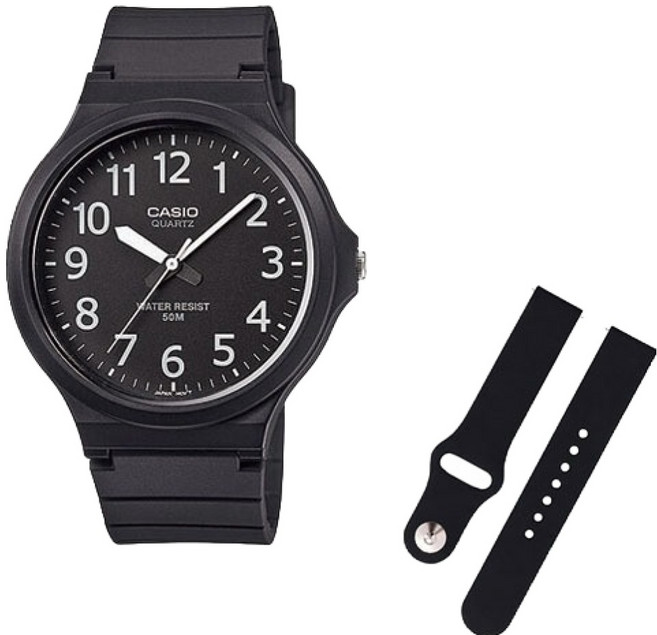 CASIO 卡西歐 學測手錶 + 矽膠錶帶組合 MW-240-1B