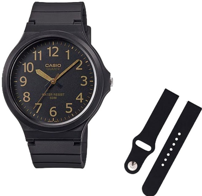 CASIO 卡西歐 學測手錶 + 矽膠錶帶組合 MW-240-1B2