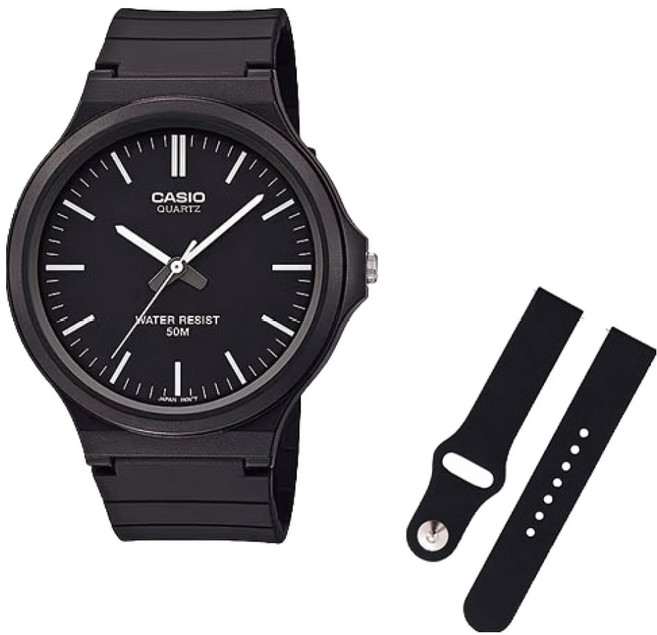 CASIO 卡西歐 學測手錶 + 矽膠錶帶組合 MW-240-1E