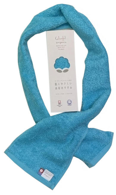 imabari towel 今治毛巾 有機棉細長版運動毛巾 日本製 110 x 15cm, 水藍色, 1個