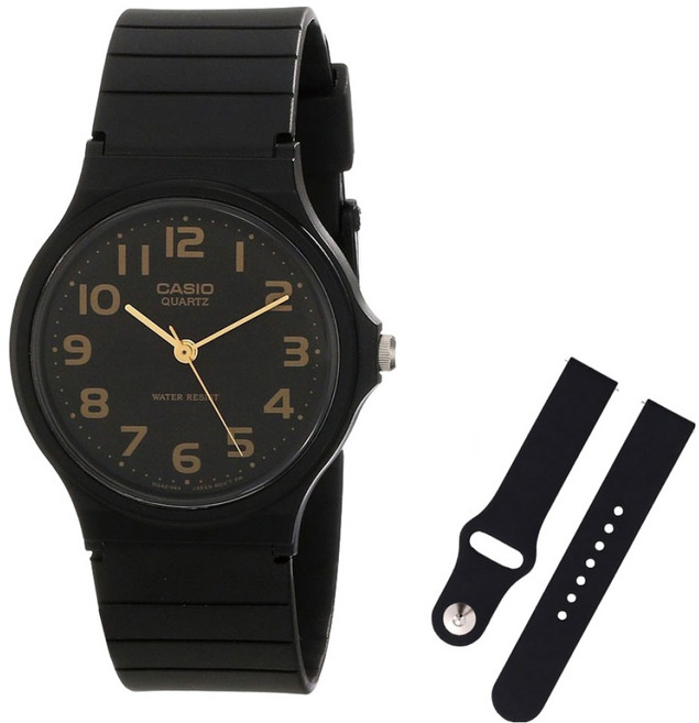 CASIO 卡西歐 學測手錶 + 矽膠錶帶組合 MQ-24-1B2