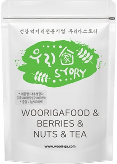 wooriga. 紅棗生薑茶, 1g, 1個, 80入