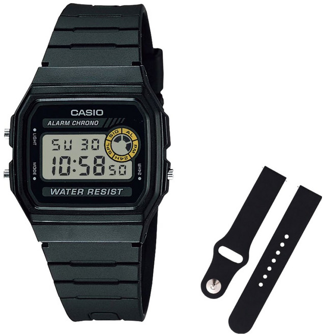 CASIO 卡西歐 復古電子錶 + 矽膠錶帶組 F-94WA-8D