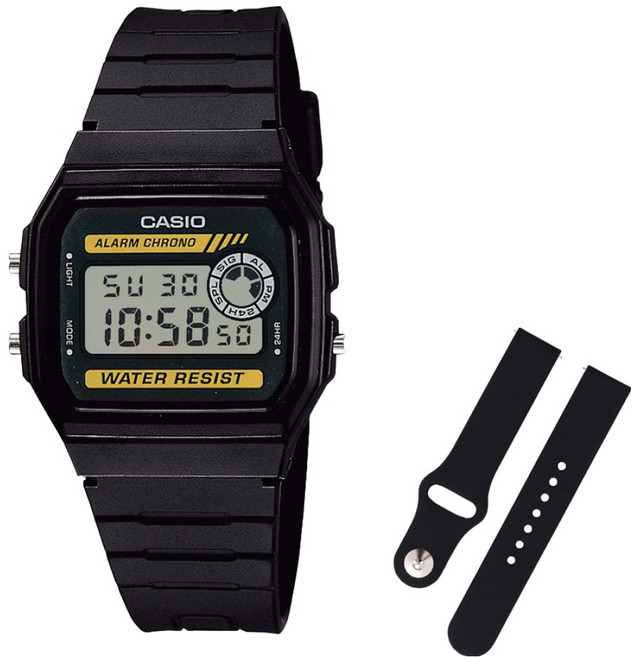 CASIO 卡西歐 復古電子錶 + 矽膠錶帶組 F-94WA-9D