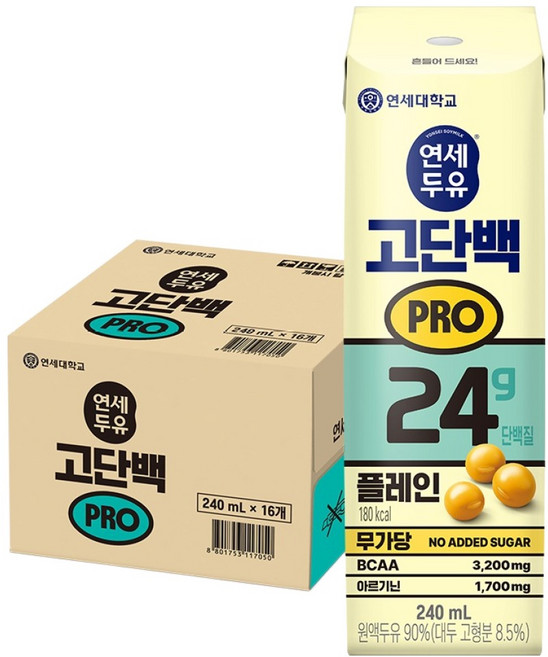 연세우유 고단백 Pro 플레인, 16개, 240ml