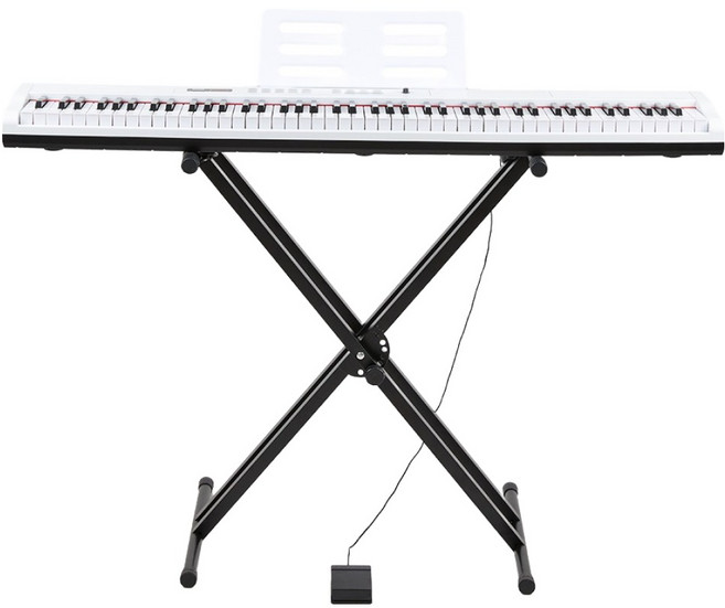 디에스뮤직 해머 88건반 전자 디지털 피아노 DS-88026 + 스탠드 + 서스테인 페달 세트, DS-880, 화이트, 1개