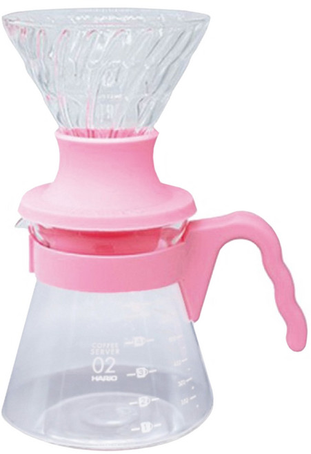 HARIO 好璃奧 V60 Switch浸漬式02濾杯咖啡壺組 SSD-5012-CHB 粉紅色, 1套, 濾杯 480ml + 下壺 700ml + 濾紙, 700ml