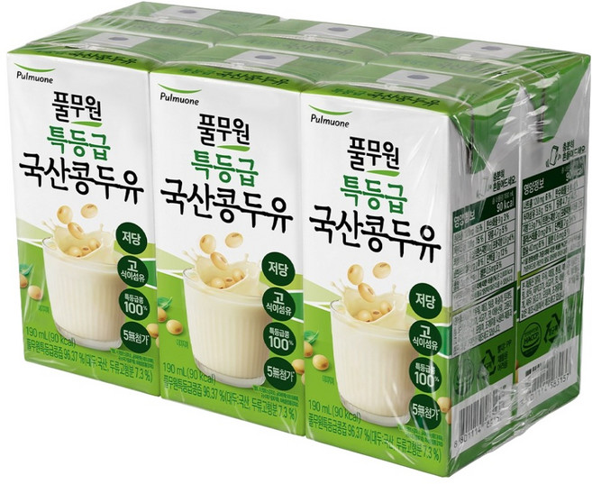 Pulmuone 圃美多 特級國產豆豆漿, 6個, 190ml