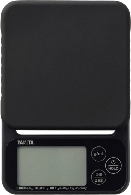 TANITA 塔尼達 矽膠可拆洗料理電子磅秤, 黑色, KJ-222, 2kg