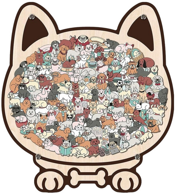 토이토 인테리어 받침대 넘버링 동물 원목 퍼즐, 1개, 강아지