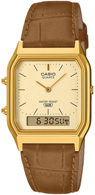 CASIO 卡西歐 復古皮革錶帶手錶 AQ-230EGL-9A