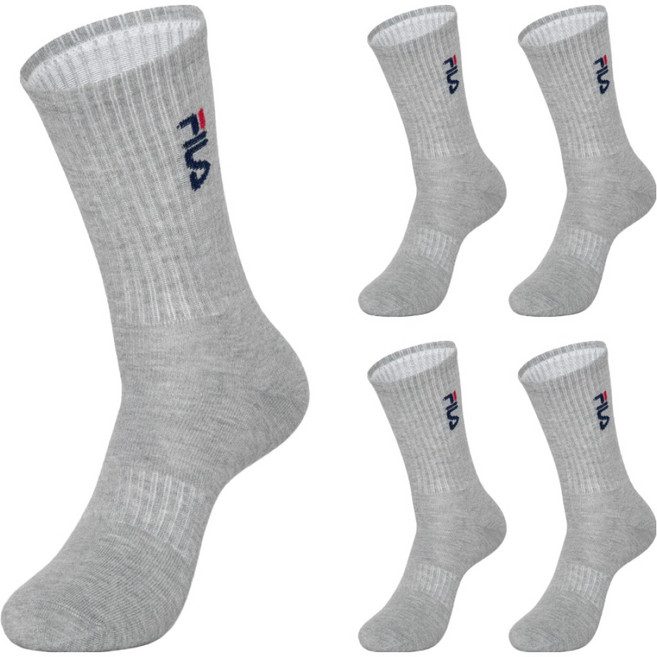 FILA 斐樂 直式Logo中筒襪 5雙