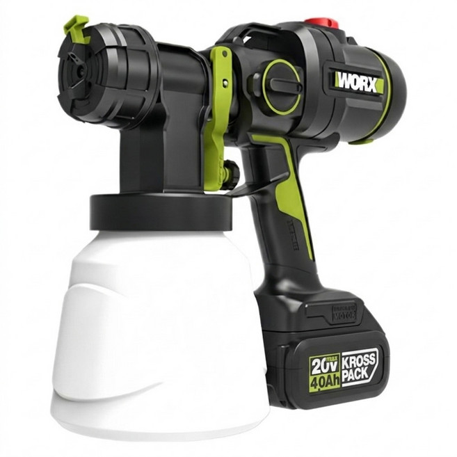 WORX 威克士 無刷鋰電噴漆槍 WU056 20V (包含4.0電池 + 2A充電器 + 噴嘴4個 + 水管接頭 + 清洗刷 + 清洗針 + 量杯), 1個