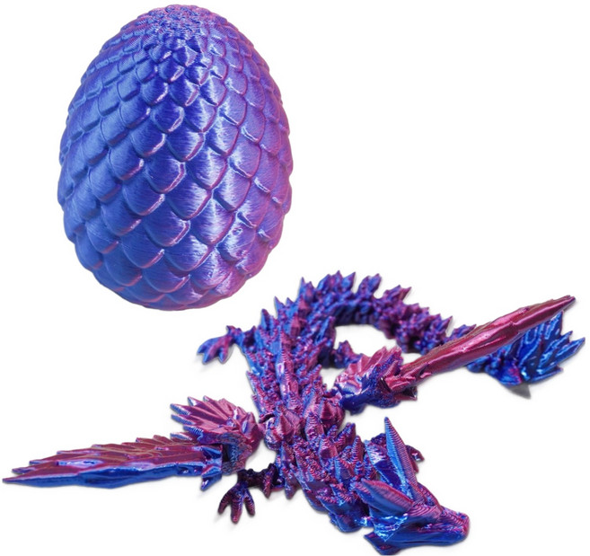 Toyto 3D列印蛋龍關節公仔, 2 紫藍色, 1個