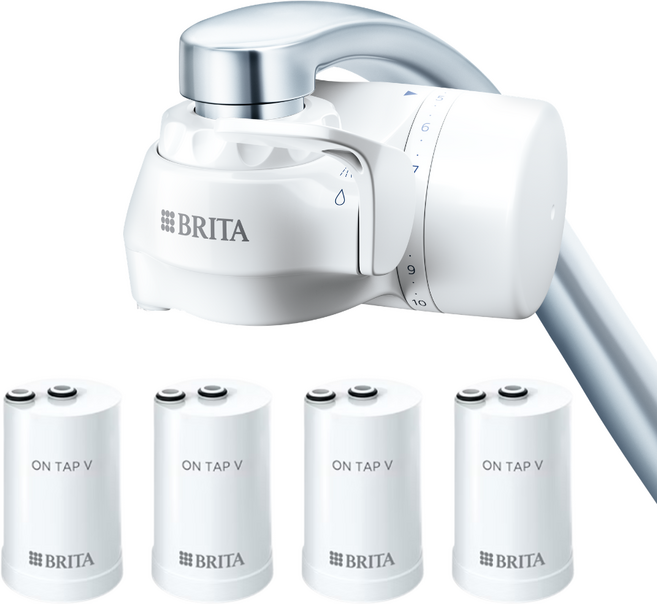 BRITA 4重微濾龍頭式淨水器 + 微濾濾芯 4個 強效除鉛, ON TAP
