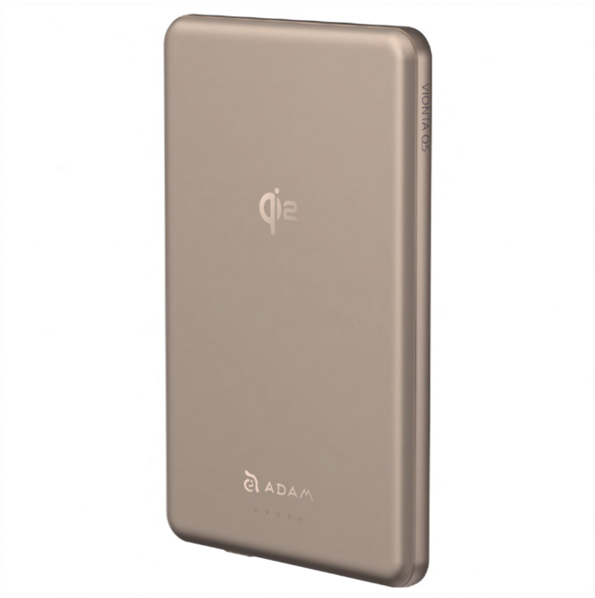 ADAM elements 亞果元素 Qi2 超輕薄行動電源 5000mAh Type-C, 金色, VIONTA Q5
