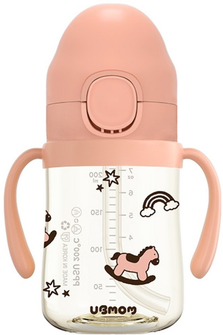 유비맘 리틀포니 PPSU 원터치 빨대컵, 200ml, 1개, 피치포니