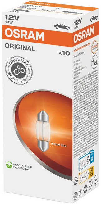 OSRAM 歐司朗 原廠 Festoon 室內燈 車牌燈 31mm 10W, 適用於31mm車型, 10個