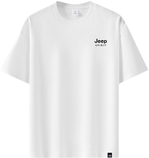 JEEP SPIRIT 男女通用 雙紗 100%純棉 短袖T恤, 象牙白