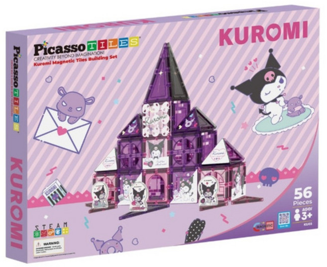 PicassoTILES 畢卡索 三麗鷗系列 彩繪磁力片 56片, Kuromi, 1個