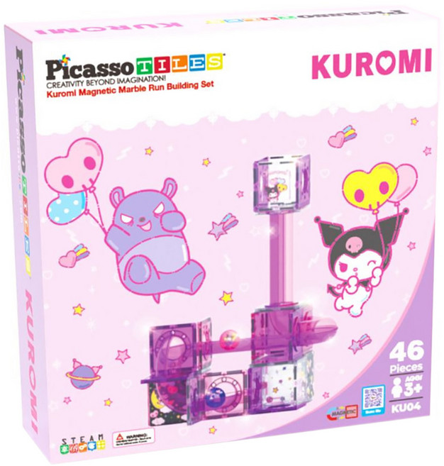 PicassoTILES 畢卡索 三麗鷗系列 軌道彩繪磁力片 46片, Kuromi, 1個